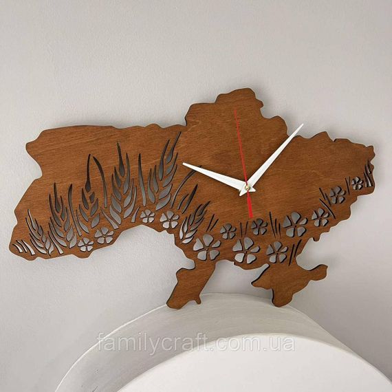 Настінний годинник Карта України з фанери Патріотичний дерев'яний годинник | Зображення 3