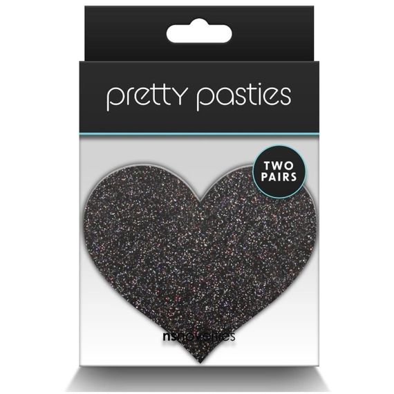 Набір з 2 пар пестисів у формі серця NS Novelties Pretty Pasties Glitter Hearts, чорний/золотий | Зображення 3