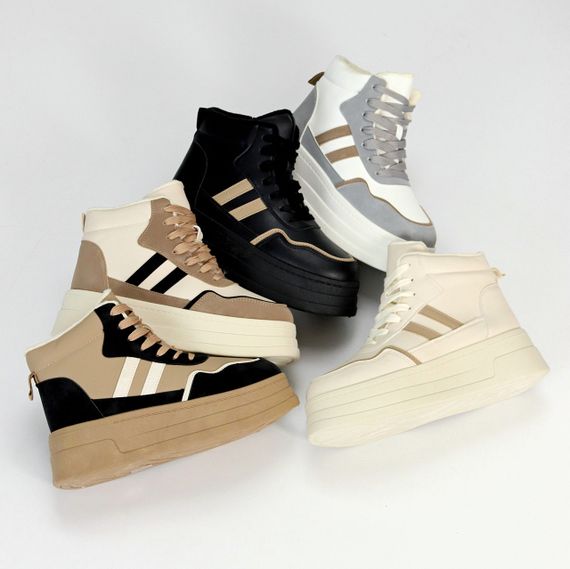 Белые серые зимние хайтопы на платформе в ассортименте | Зображення 9