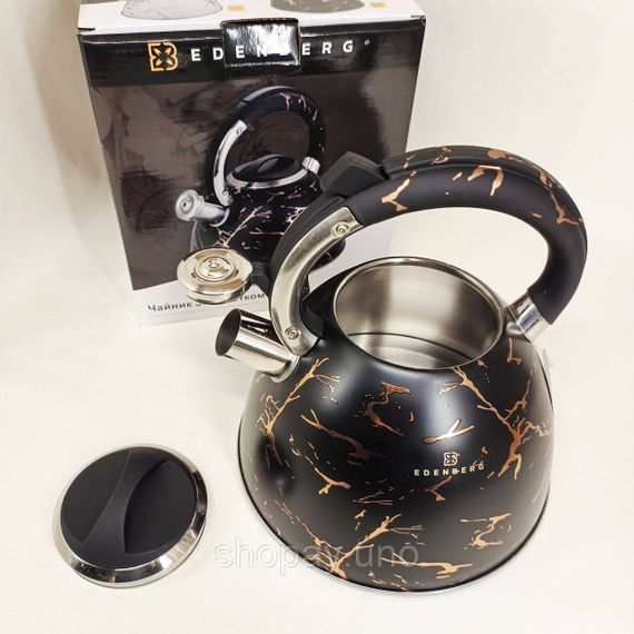 Емальований чайник Edenberg EB-12610 зі свистком та антипригарним покриттям 3л Black | Зображення 3