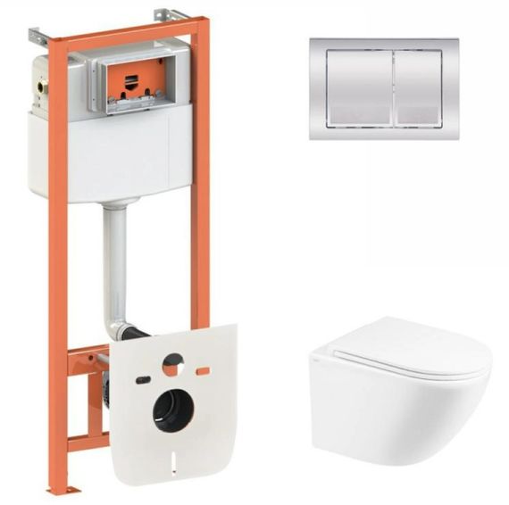 Набір Qtap Nest 4 в 1 підвісний унітаз Robin Ultra Quiet 490x365x325 + комплект інсталяції QT1333046EUQW45142