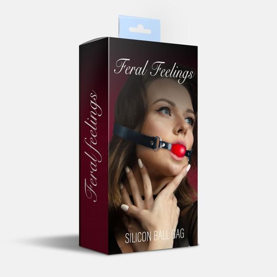 Кляп силіконовий Feral Feelings Silicon Ball Gag Black/Red, чорний ремінець, червона кулька | Зображення 1