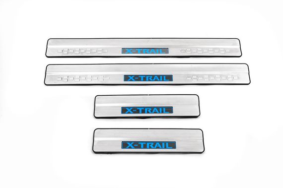Накладка на пороги Libao LED (4 шт, нерж) для Nissan X-trail T32 / Rogue 2014-2021 рр. | Зображення 1