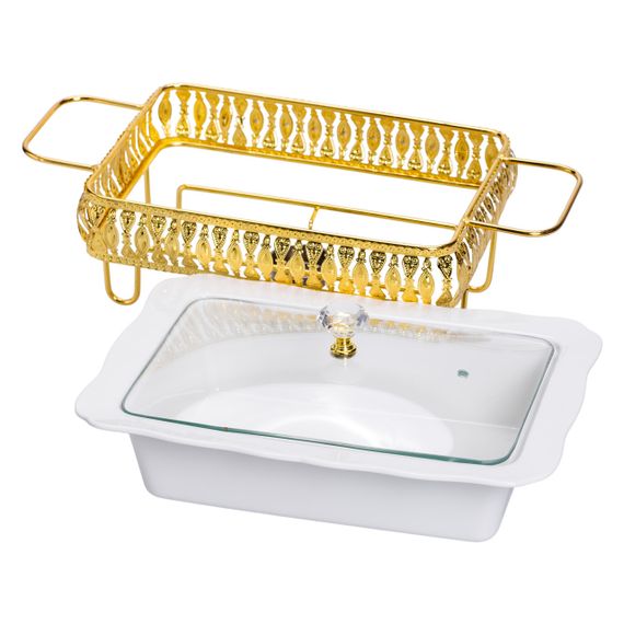 Настольная мармитница фарфоровая 36×21×15 (см) на подставке 1.5 (л) HP-26-6 | Зображення 5