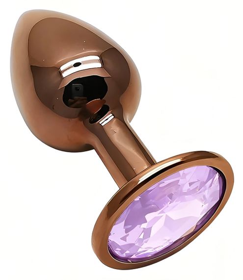 Анальная пробка EGZO Dark Gold с кристаллом аметиста, металлическая анатомическая, размер S Sex Aura | Зображення 1