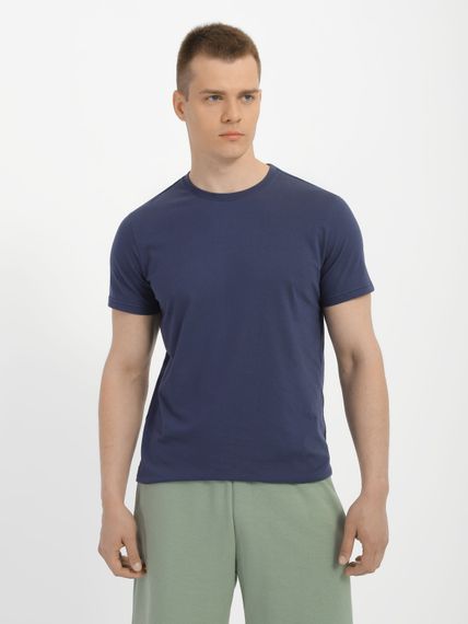 Футболка для чоловіків однотонна синя, 2XL
