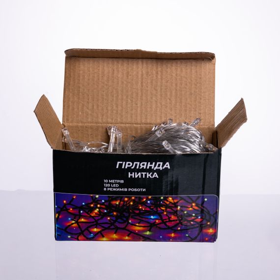 Новорічна гірлянда кімнатна нитка 10 м 120 LED кімнатна гірлянда білий провід Жовте світло W120LED10MWY | Зображення 6