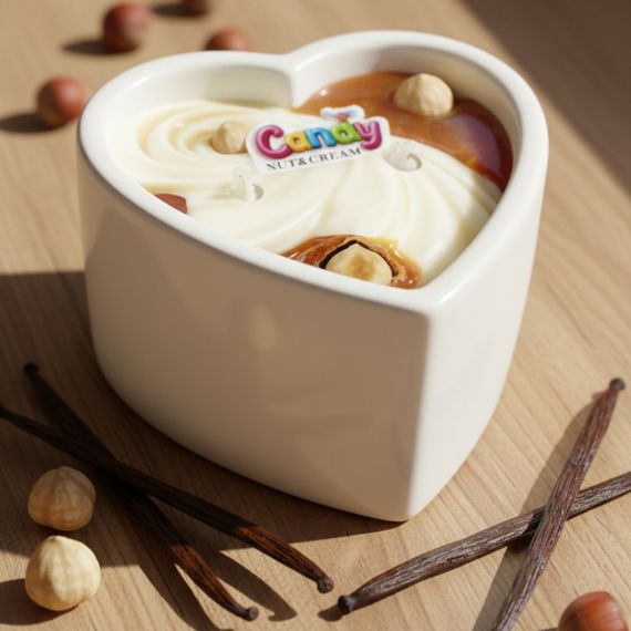 Масажна свічка з ароматом горіхового крему Candy Nut Cream у формі серця, 70 мл Sex Aura | Зображення 5