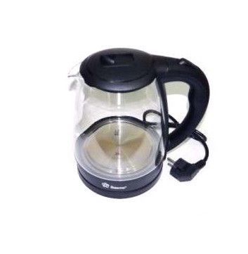 Дисковий скляний електрочайник Domotec 1,7 л 1800-2000Вт компактний електричний чайник скло | Зображення 1