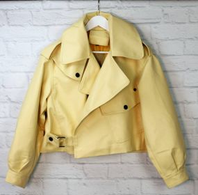 Жіноча куртка косуха коротка еко шкіра колір жовтий, розмір S  Nb01998