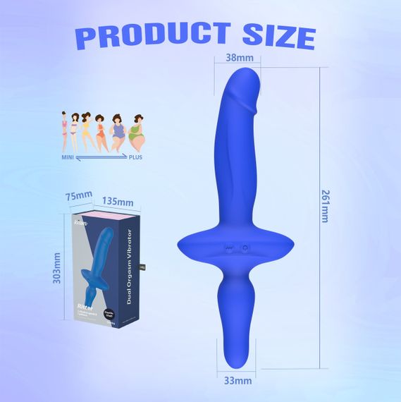 Двойной вибратор с анальным стоппером Chisa Kissen Ritter синий sexstyle | Зображення 8