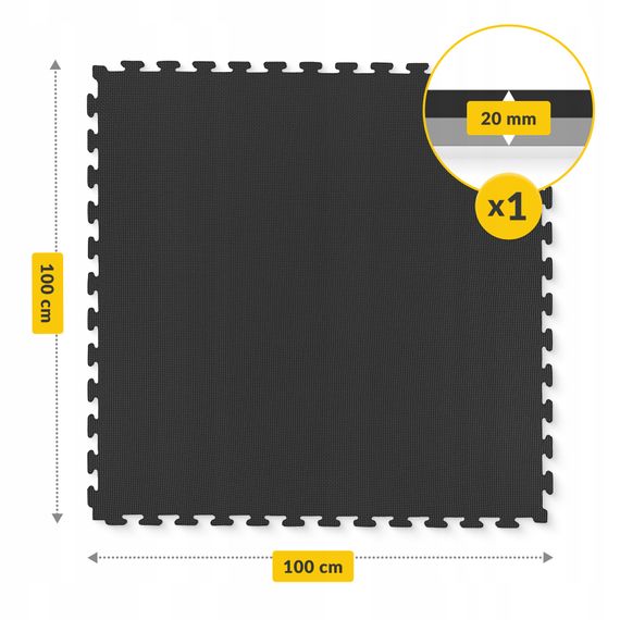 Мат-пазл (ласточкин хвіст) 4FIZJO Mat Puzzle EVA 100 x 100 x 2 cм Black/Grey (P-5907739316226) | Зображення 3