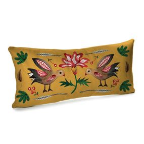 Подушка для дивану оксамитова Птахи 50x24 см (52BP_23M003)