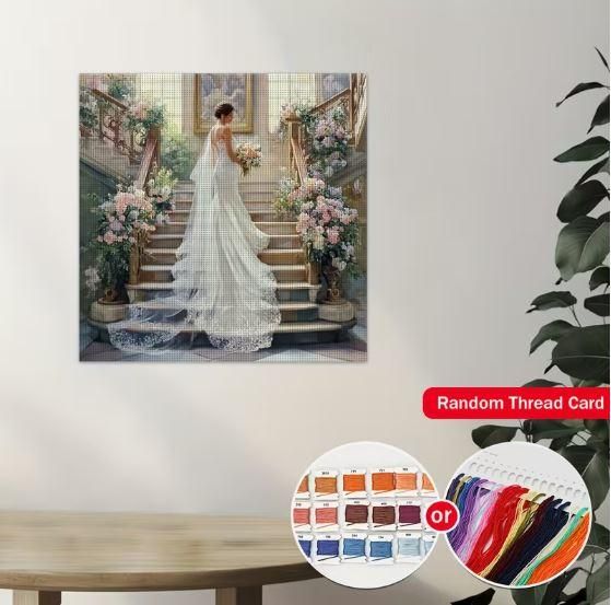 Набор для вышивки крестом JOZYSH "Невеста" 14CT, 50x50 см, канва Аида с нанесенным рисунком | Зображення 6