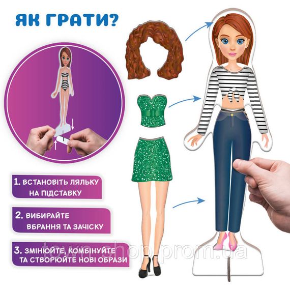 Настольная магнитная игра "Magnetic dolls" ML4032-09 EN 2 магнитных куклы и 37 магнитов | Зображення 2