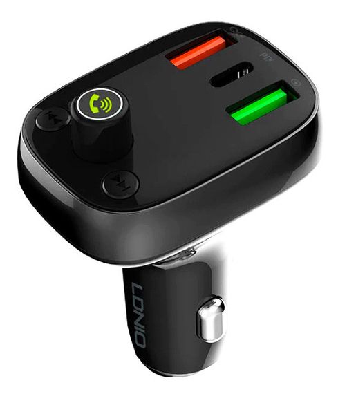 FM модулятор трансмиттер блютуз LDNIO 704Q Bluetooth адаптер зарядное утройство Черный | Зображення 1