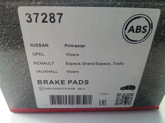 Колодки передні гальмівні Trafic II, ABS. (37287) (7701050914)