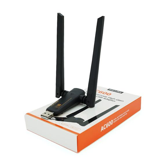 Бездротовий мережний адаптер Wi-Fi-USB Merlion LV-UAC21, RTL8811CU, з 2-ма антенами 10см, 802.11 a/b/g/n, 600MB, 2.4 GHz, Blister | Зображення 1
