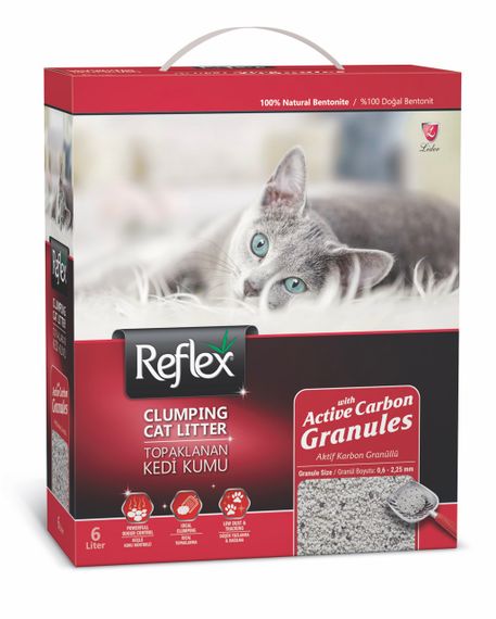 Наполнитель бентонитовый Reflex Active Carbon с гранулами активированного угля 6 л