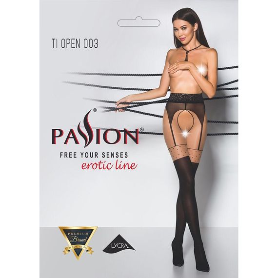 Еротичні колготки TIOPEN 003 nero (20/40 den) - Passion, імітація панчох і пояса, 1/2 | Зображення 4