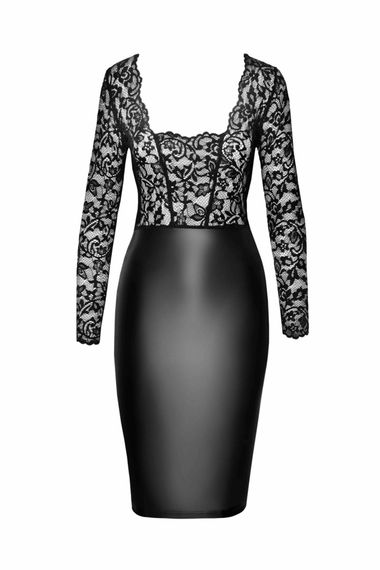 Сукня Noir Handmade F295 Euphoria, M, black, мереживо, глибоке декольте, спідниця міді під латекс | Зображення 3