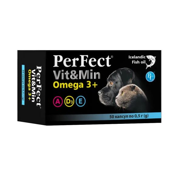 Витаминная добавка PerFect Vit&Min Omega 3 с жирными кислотами для собак и котов