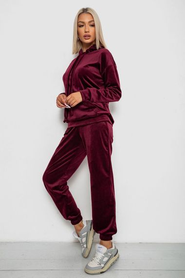 Спортивный костюм женский велюровый, цвет бордовый, 241R1530-5 | Зображення 2