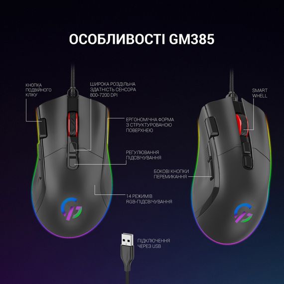 Мишка GamePro GM385 USB Black (GM385) | Зображення 7