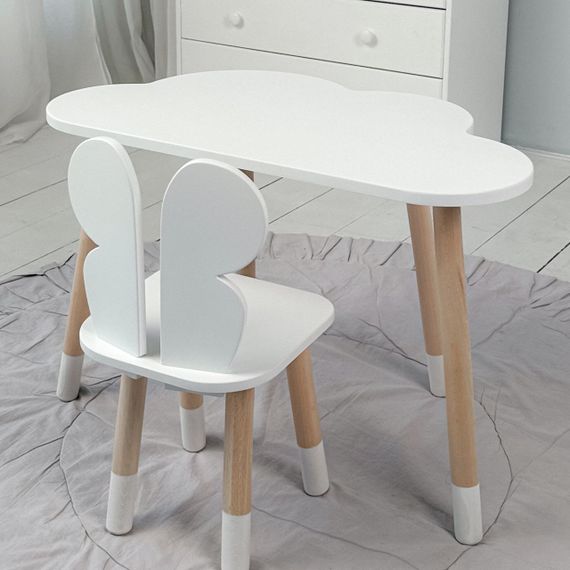 Стіл  хмарка і стільчик дитячий білий метелик. Столик для занять, ігор, їжі | Зображення 7