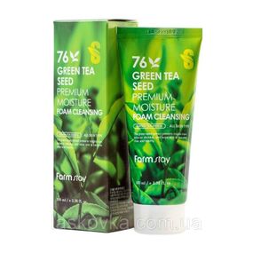 Зволожувальна пінка для вмивання з насінням зеленого чаю FARMSTAY Green Tea, 100 g