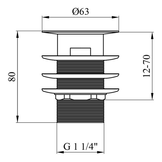 Донний клапан для раковин Kroner KRM - C962-1 1 1/4" з переливом (CV022945) | Зображення 2