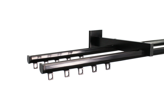 Карнизи для штор стіновий Техно 15 подвійний Чорний 100 див.