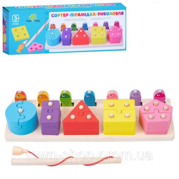 Деревянная игрушка Геометрика MD 0824 фигуры, рыбалка