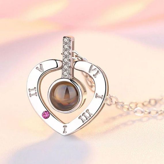 Кулон з ланцюжком "I love you" на 100 мовах світу / Жіночий кулон з проекцією / Підвіска на шию | Зображення 6