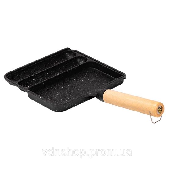 Сковорода прямоугольная на 3 секции с антипригарным покрытием черная HP39572B | Зображення 2