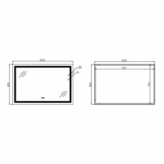 Дзеркало Qtap Cardinal (CA2) 1200х800 з LED-підсвічуванням Touch, з антизапотіванням, з димером, рег. темп. кольору (3000-6500K) | Зображення 1