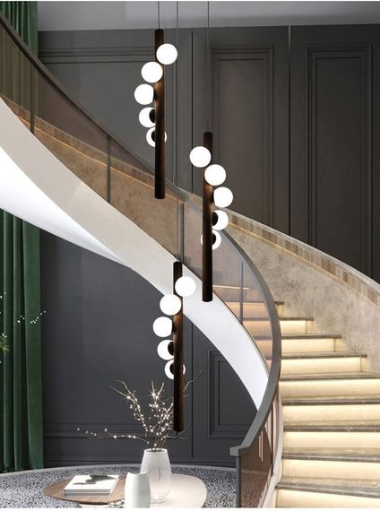 Люстра підвісна на 5 лампочок 26918 Чорний 85-240х23х23 см. | Зображення 8