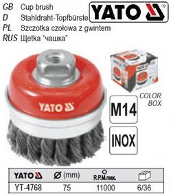 Щітка YATO Польща крацовка чашка Ø=75 мм YT-4768