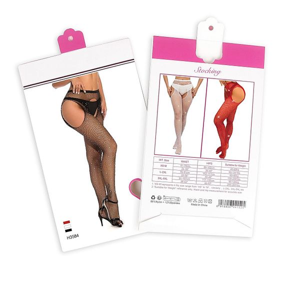 Колготи еротичні чорні Star Night з відкритим доступом та стразами, XS-M sexstyle | Зображення 9