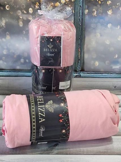 Простынь на резинке с наволочками Belizza Pembe  160х200см Фланель