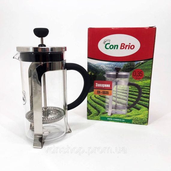 Скляний чайник з фільтром для заварювання чаю Con Brio CB-5535 350 мл, Заварник для чаю з пресом PV-55 | Зображення 8