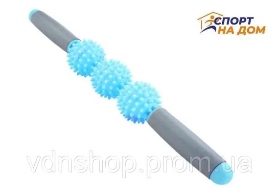 Ролик масажний для йоги масажер для спини валик для фітнесу Massage stick AND 5284 (Кульки 3 шт) | Зображення 7