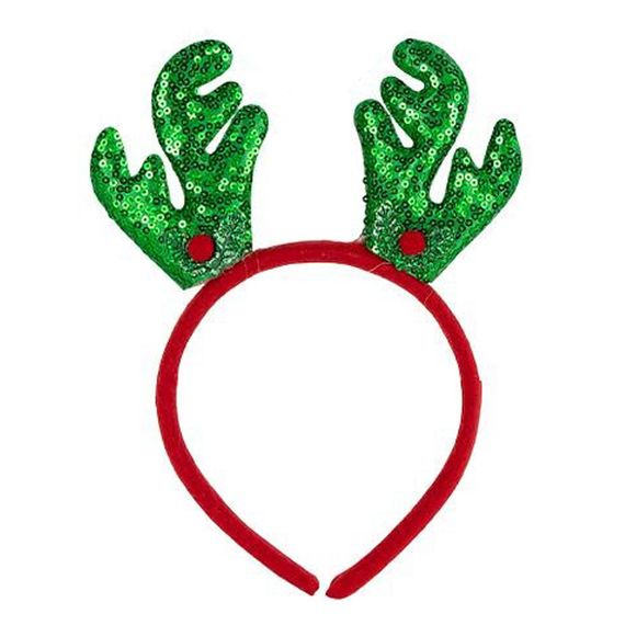 Ободок новогодний "Оленьи рожки" 2511(Green) 16,5х14,5 см