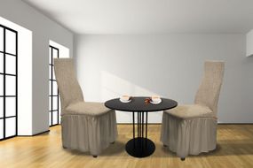 Жаккардовые чехлы на стулья Volna с юбкой Бежевые