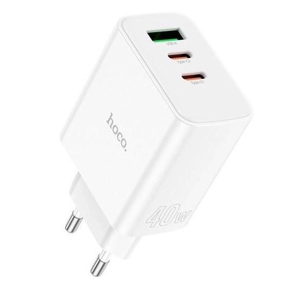 МЗП Hoco C126A PD40W+QC3.0 (1USB/2Type-C) White | Зображення 1