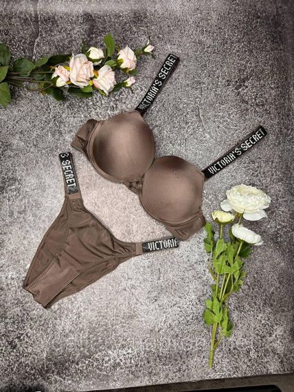Женский комплект Victoria`s Secret со стразами, Женский комплект со стразами Премиум Качества 85B, Коричневый | Зображення 2
