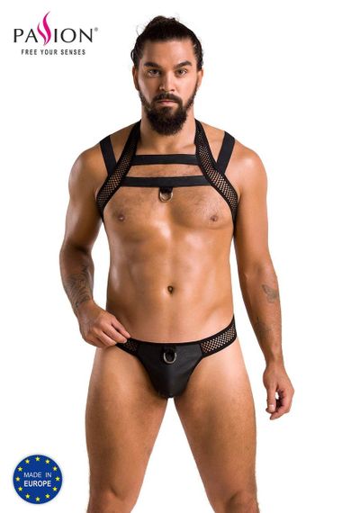 Комплект мужского белья с креплениями Passion 043 JACOB XXL/XXXL Black, трусы, шлейка sexstyle | Зображення 4