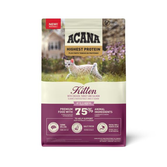 Acana Highest Protein Kitten сухий корм з куркою, індичкою та лососем для кошенят 1.8 кг | Зображення 1