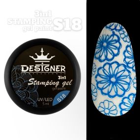 Гель-краска Designer S18 (Голубая) Stamping Gel Paint 3в1, 5 мл