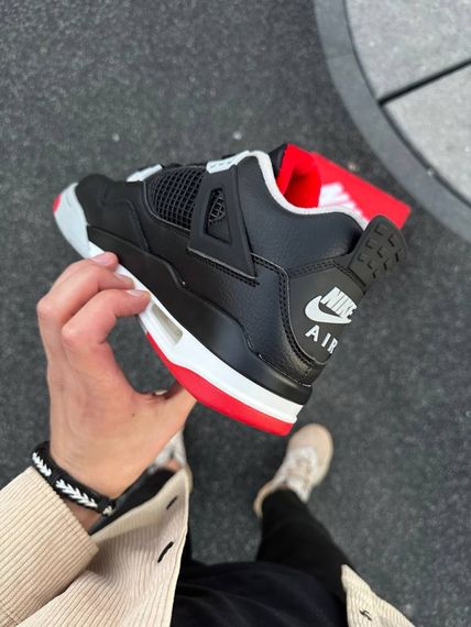 Зимові кросівки Nike Air Jordan 4 Retro (black & red) | Зображення 4